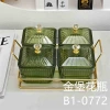 Green plastic square fruit plate, living room coffee table, storage box, tea and candy inventory, heart plate, snack plate, dried fruit box, golden castle vase Specification image